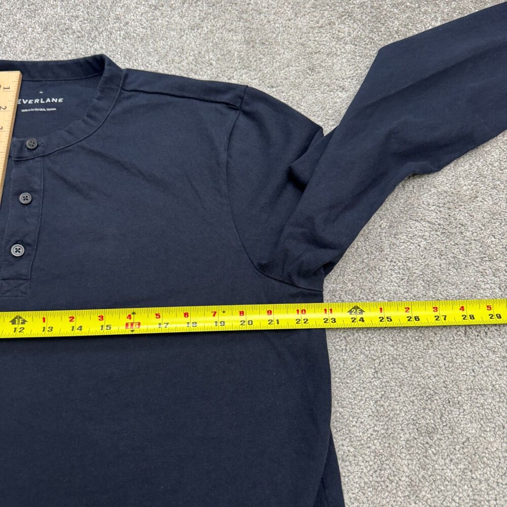 Everlane Heavyweight Cotton Long Sleeve Henley Shirt Mens XL Navy Blue Classic - Picture 10 of 12